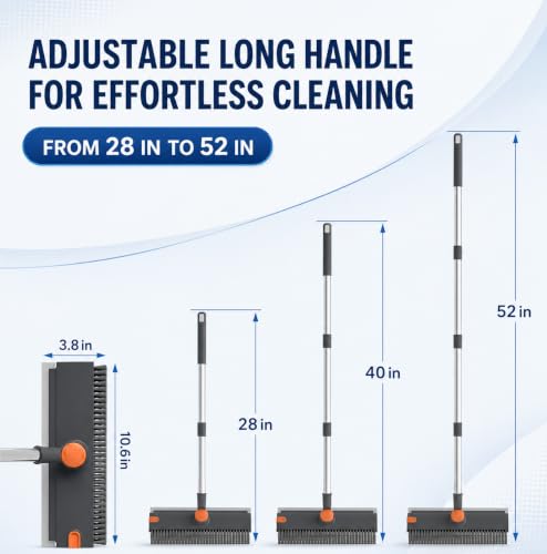 Image of 3 in 1 Floor Cleaning Brush with Wiper, Bathroom Cleaning Brush with Long Handle, Tile Scrubber, Floor Scrub Brush, Bathroom Floor Cleaner and Wiper for Kitchen Tiles, Walls and Toilet