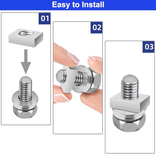 20 Paar Schrauben Muttern für Batterie M6 x 14 mm Batterieschrauben und muttern mit Vierkantmutter, Motorradbatterie Ersatz Schrauben Klemmen für Rollerbatterie Batterie