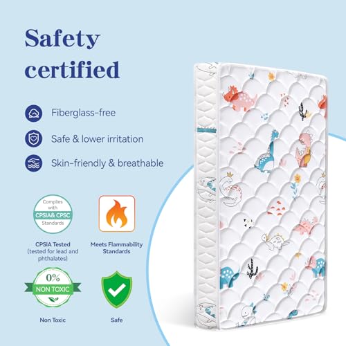 Premium 5" Crib Mattress and Toddler Mattress, Dual-Sided and Firm, Hypoallergenic Crib Mattress, Fits Standard Crib and Toddler Bed