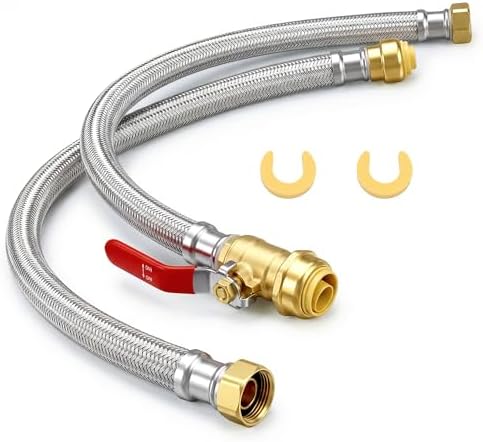 Water Heater Connector Kit 3/4, 24" Stainless Steel Braided Flexi...