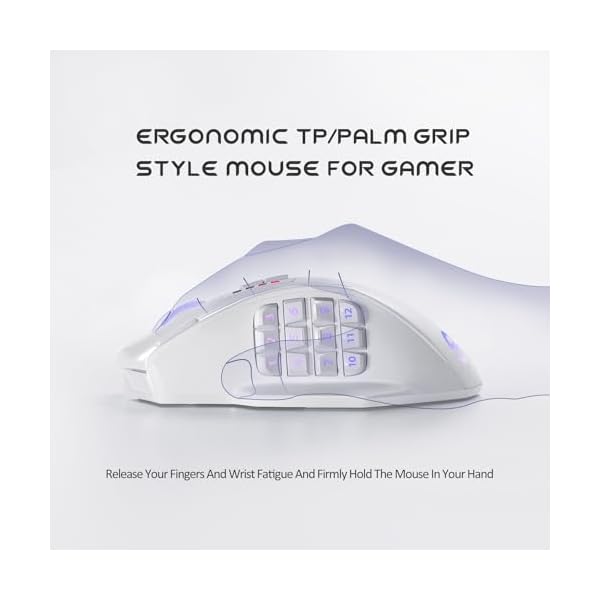 UtechSmart Venus Pro Wireless MMO Gaming Mouse, 16,000 DPI Optical Sensor, 2.4 GHz Transmission Technology, Ergonomic Design, 16M Chroma RGB Lighting, 16 Programmable Buttons, Up to 70H - Image 5