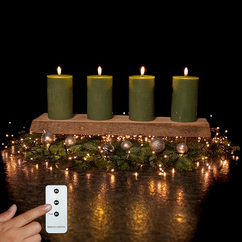 INSPINOVIA LED Echtwachs Kerzen 4er Set mit Fernbedienung & Timer |...