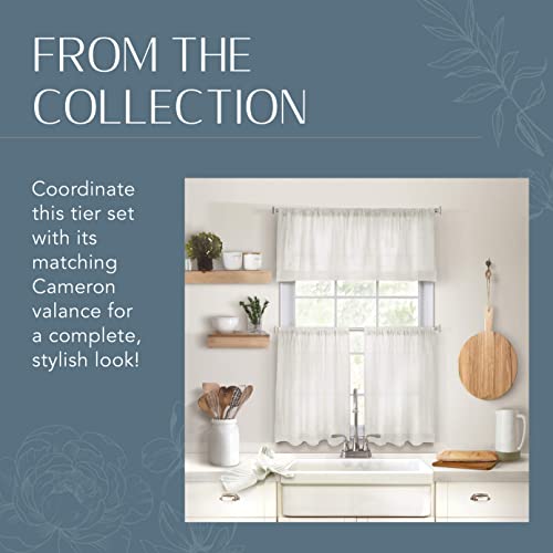 Elrene Home Fashions Cameron Linen Tier Curtains, 30" W x 24" L Each (Set of 2 Tiers), White, W 30" x L 24" (2 Panels) - Image 4