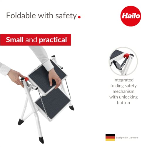 Marche pied pliable antidérapant en acier Hailo Mini 2 marches escabeau