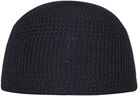 Black Skull Cap – 100% Nylon Head Cover Kufi Hat with Knitting