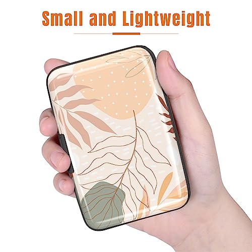 Image of Rimilak Aluminuml Credit Card Holder, Mini Credit Card Wallet RFID Blocking Slim Metal Hard Case for Women Men, Yellow Leaves