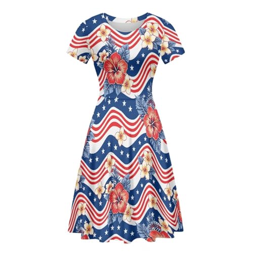 Image of AFPANQZ Womens Casual Summer Lightweight Vintage Dress Short Sleeve Midi Dress Knee-Long Luxury Formal Dress