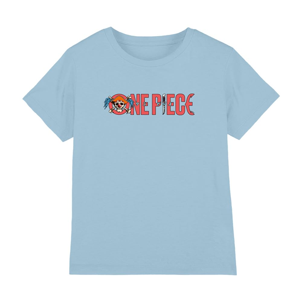 One Piece Buggy The Clown Pirate Logo Kids T-Shirt, Light Blue, 12-13Y