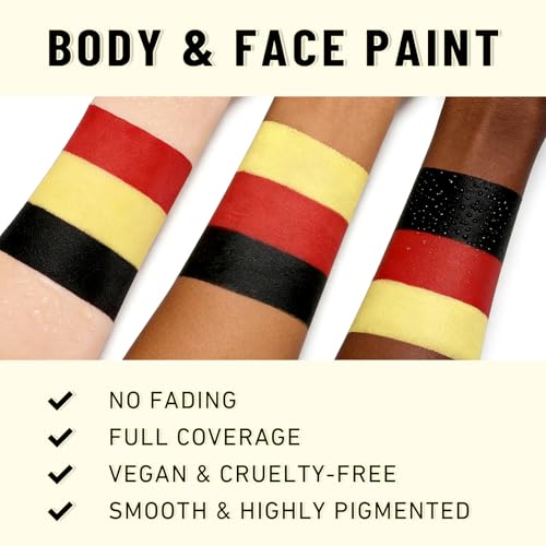 Image of BADCOLOR Germany Black Red Yellow Face Body Paint Stick Set, Oil Based Sports Makeup Stick, Waterproof Sweatproof Face Paint for Football, Rugby, Softball, Baseball, Lacrosse, Sports Accessories