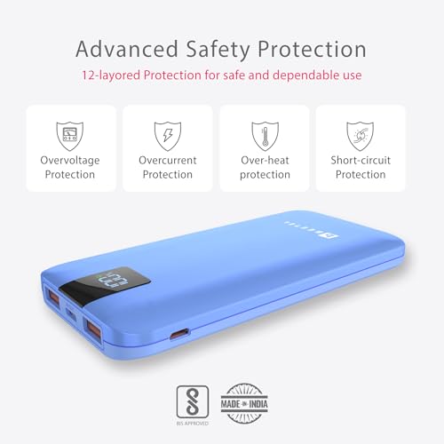 Image of Beetel Volte Series PB10 10000mAh Power Bank 22.5W Fast Charging | Triple Output QC3.0, PD3.0 & PPS | Pass Through Charging | Designed for Apple iPhone, Samsung, OnePlus and All Smartphones | Blue