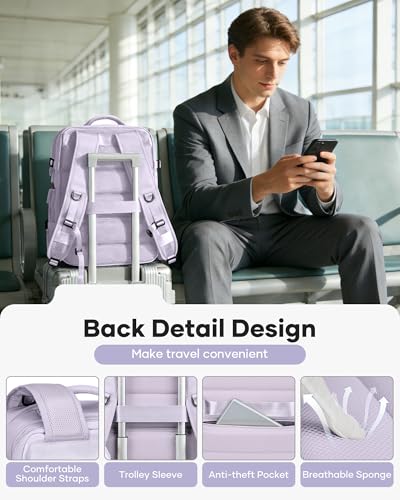 Image of winspansy Vacuum Backpack Travel with Pump Carry on Luggage Flight Approved Essentials Personal Item Travel Bag with Vacuum System Waterproof Compression Backpack for Women Men Mochila de Viaje Purple