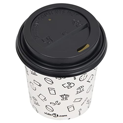 vidaXL 1000x Vasos de Papel Café con Tapas Taza Desechable Bebidas Té Chocolate Leche Recipiente Tiendas de Comida para… - Imagen 6