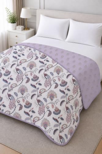 Image of Amazon Brand - Umi Cotton Comforter Dohar Blanket for Double Bed | 160 TC AC Blanket 84x96 | Three Layer Lightweight Soft Quilt | Elegant Floral Design