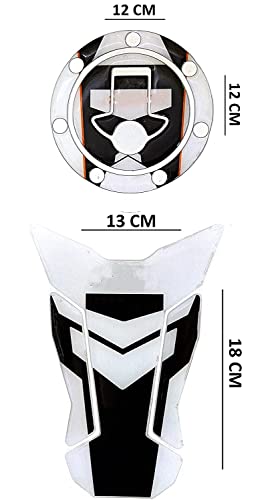 Image of Detachi Bike Tank Pad Sticker with Fuel Cap Compatible with All KTM Duke /Rc 125 /200 /390 (White) (Epoxy Material)