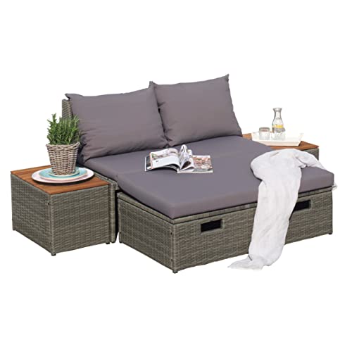 Green Spirit - Multifunktions Garten-Sofa Casitas - Grau, Polyrattan, für 2 Personen, Platzsparend, Wetterfest…