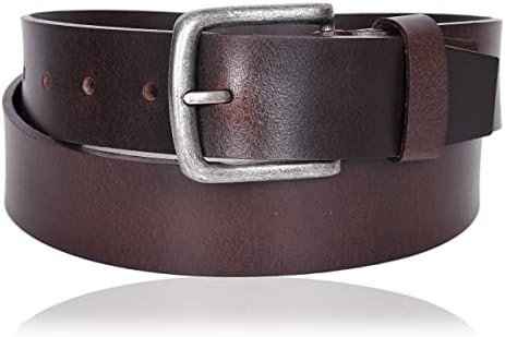 Amazon Brand - Eono Vintage Genuine Leather Belts for Men - Mens Belt for Adjustable Belt with Metal Buckle (130cm (waistline:33"-44")