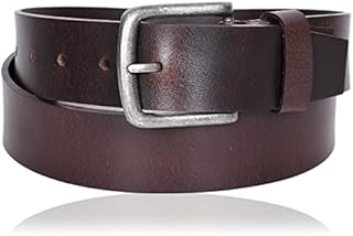 Amazon Brand - Eono Vintage Genuine Leather Belts for Men - Mens Belt for Adjustable Belt with Metal Buckle (130cm (waistline:33"-44")