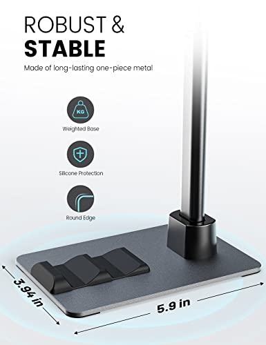 Tupwoon Adjustable Cell Phone Stand For Desk, [Strong Stable Base] Phone Holder, Max Height 15.4", Overhead Tall Stand For Recording, Compatible With All 4.7-12.9" Phone Tablet Stand #TOP1