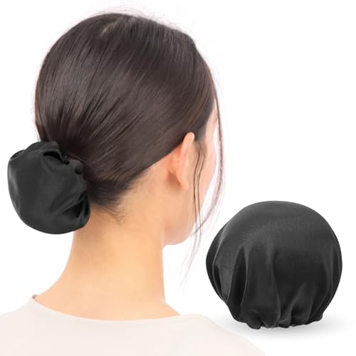 お団子 カバー ヘアゴム シルク 100% シュシュ ヘアケア 『髪を艶サラにする』 シニヨン ネット シルクキャップ お団子ネット (ブラック単品)