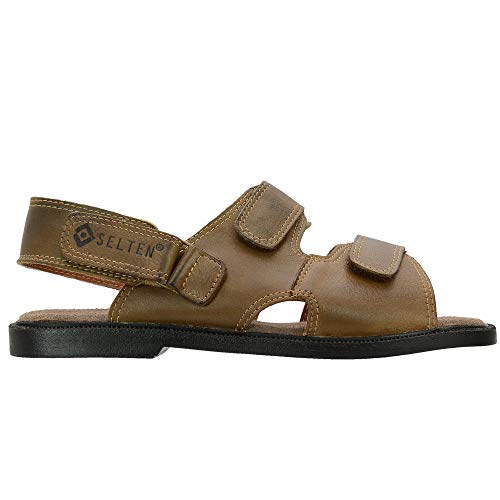 Sandália Masculina Confort Em Couro Chinelo Selten