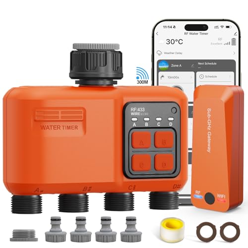 Smart WiFi Sprinkler Timer,Water Timer for Garden Hose Irrigation 4 Outlet