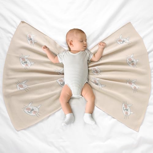 Image of Hadetoto Baby Blankets for Boys and Girls | Newborn, Knitted Cotton, Swaddle Blankets, Neutral Crochet Receiving Blanket, 40 x 30 inches