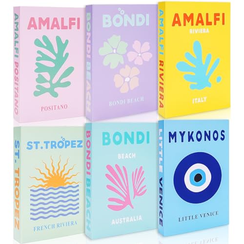 Whaline 6Pcs Preppy Decorative Books Foldable Fake Books Bundle Room