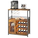 Garvee Weinschrank Weinregal Industrial Barschrank mit Verstellbarem Weinregal und Glashalter Getränkeaufbewahrung Weinbarschrank für Küche Esszimmer Wohnzimmer 70x35x92 cm Retro
