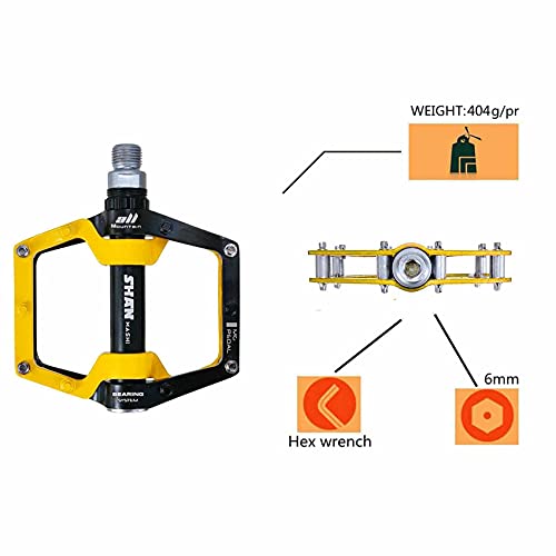 Black Yellow 528 Shanmashi Mountain Bike Mtb Pedals Aluminium Bicycle Bmx Flat Pedal With Removable Non-Slip Studs 9/16 #TOP2