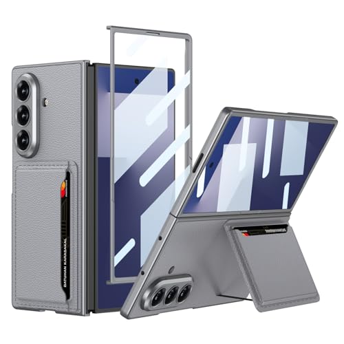 Étui cuir pour Samsung Z Fold 7 gris avec béquille