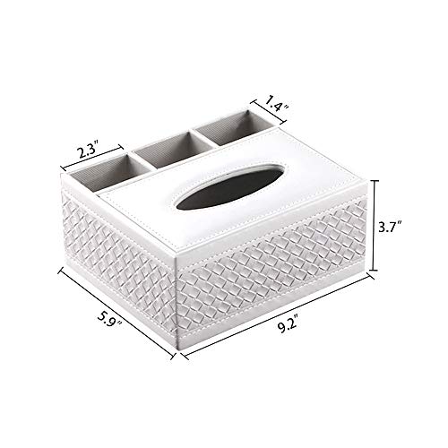 Tissue Box Cover Rectangular Leather Facial Tissue Box Holder with Remote Control Holder, Multifunction Desk Organizer Napkin Storage Box, Pumping Paper Dispenser for Bathroom, Kitchen, Office - Thumbnail 6