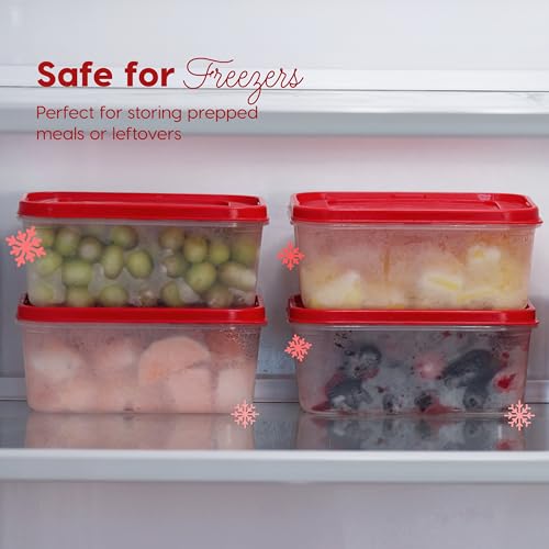 IRIS USA Meal Prep Containers, 12 PC - 45oz, 6 Food Storage Containers With Lids, To Go Lunch Plastic Food Storage, Food Prep Leftovers, Microwave Dishwasher Freezer Safe, BPA Free, Clear/Red - Image 6