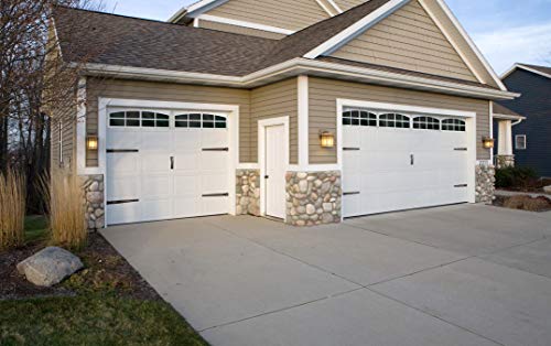 Coach House Signature Décor Simulated Garage Door Window Kit - Easy-Install Faux Garage Windows - Garage Door Decorative Hardware, Made in USA (White)