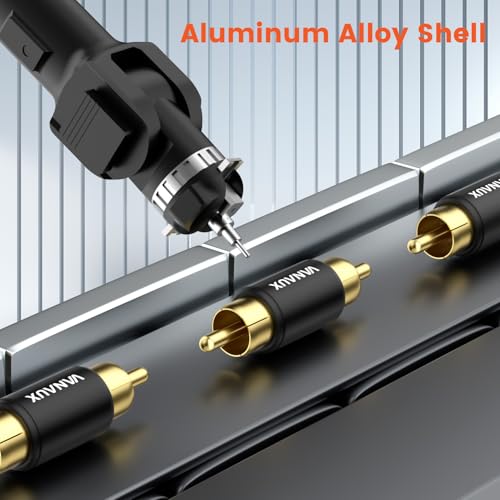 Image of VANAUX 4PCS RCA Male to Male Coupler,Barrel Connectors Subwoofer RCA Adapter Gold Plated for HDTV,Speakers, Amplifiers, Car Audio-Black