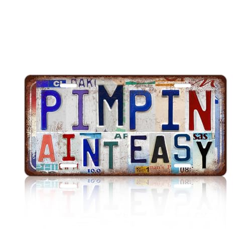 Vintage Pimpin Aint Easy License plate Wall Decor Metal Sign Tin Signs