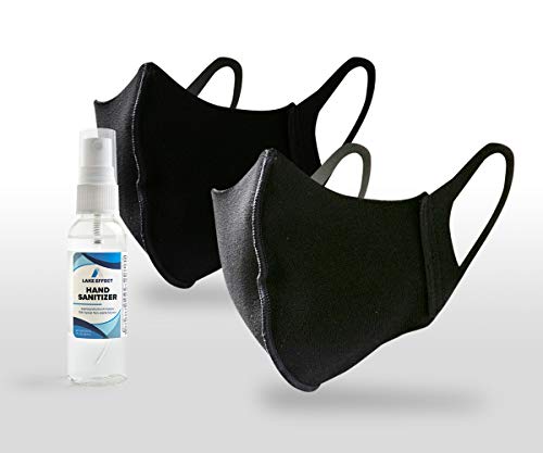 Non-Medical Adjustable, Washable, Breathable Cloth Face Covering (2 Face Covers & 1-2oz bottle hand sanitizer)