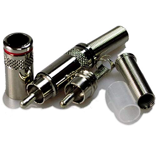 jing RCA Male Plug Screws，RCA Connector Solder Soldering Audio Video in Line Jack Adapter with Spring Strain Relief Connector (6 Pcs) image 4