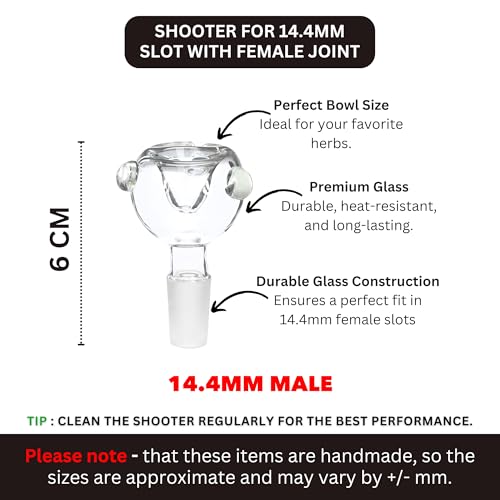 Image of OutonTrip Glass Shooter Bong Accessory - Male Shooter (14.4mm Bowl) - Pack of 2 | Durable & Easy to Clean for Water Pipes