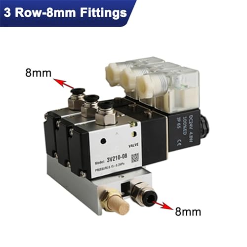 Bloc d'électrovanne pneumatique silencieux à raccords rapides 8mm