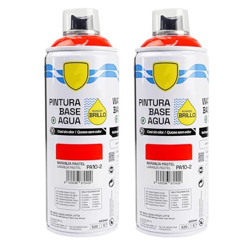 various - Pintura Spray Base Agua 400ml,Ecológica y Sin Olor,Para Muebles,Metal,Plástico y Madera,Colores Duraderos,Cobertura Uniforme - Naranja Pastel,2 unidad