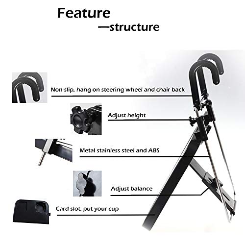 CPROSP Multi-Function Car Computer Desk Foldable Portable Car Lunch Desk Car Steering Wheel Seat Car Laptop Foldacle Desk Car Food Drink Table Cup Holder - Thumbnail 6