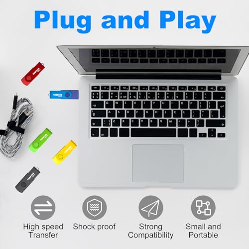Image of 3 Pack 32GB USB Flash Drive USB 2.0 Thumb Drives Memory Stick Data Storage Jump Drive Swivel Design (Black /Blue /Red)