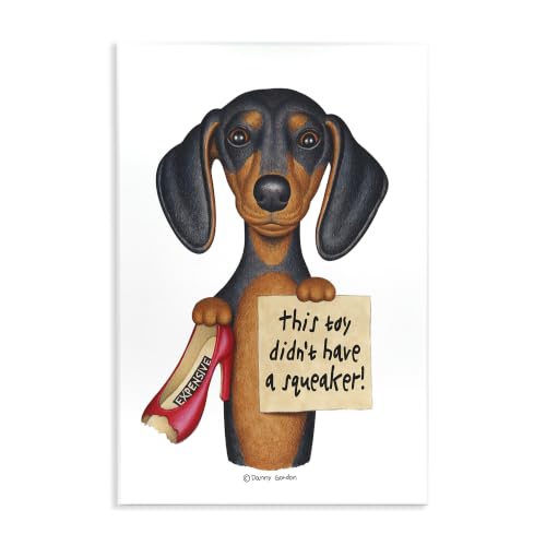 Image of Funny Dachshund Shoe Joke, 10 x 15 Inch Mounted Print on Wall Plaque