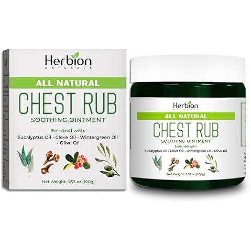 HERBION Naturals Chest Rub - Soothing Ointment with Soothing Vapors for Adults & Children 2+ - Relieves Cough, Cold, Nasal & Chest Congestion – Reduces Muscle & Joint Aches (3.53 Oz (Pack of 1)