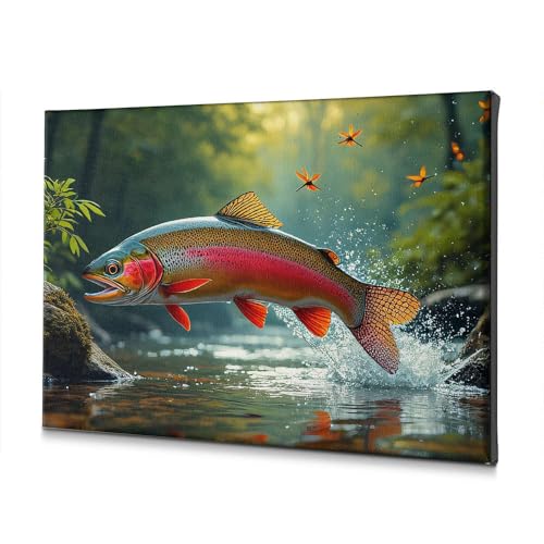 Tableau poisson coloré et papillons 30x40 cm pour salon