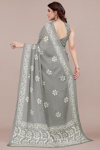 Image of MIRCHI FASHION Saree for Woman Chiffon Batik Printed | Lightweight Daily Wear Women's Office Sari with Blouse Piece (Available in 40 Colours)