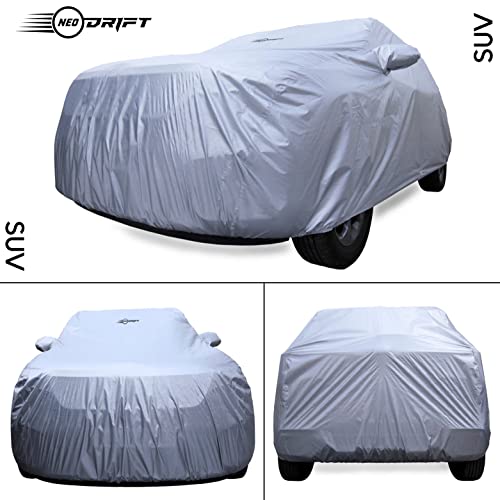 Image of NEODRIFT 'SilverTech' All Weather Protection Car Cover for Skoda Yeti - Dust, Waterproof, Durable Cover - Triple Stitched Elastic Grip with Mirror and Antenna Pocket - Silver