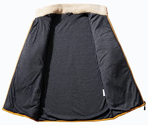 chouyatou Men's Winter Stand Collar Contrast Zip Pocket Fuzzy Sherpa Warm Zip Up Fleece Hoodie Jacket3