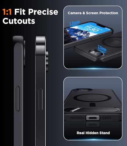Image of Magnetic Compatible with iPhone 17e Case & iPhone 16e Case,[Built-in Invisible Kickstand][Compatible with MagSafe][Military Grade Shockproof] Slim Translucent Matte Case for iPhone 16e /17e 6.1 inch