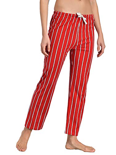 Image of KOTTY Red Cotton Striped Women Pyjama